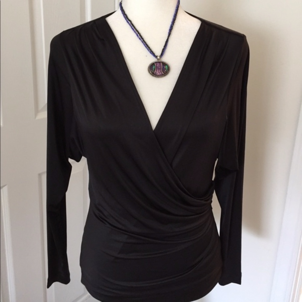 Bcbgeneration Open Back V-Neck Faux Wrap Top - image 1